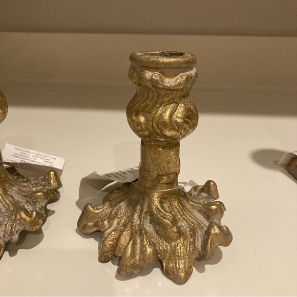 Gold & Gray Ornate Metal Candle Holder Set Of Two - Picture 8 of 9